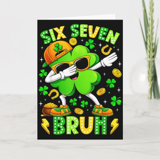 Zes Zeven Bruh Meme 67 Dabbing Shamrock St Patrick Kaart (Voorkant)