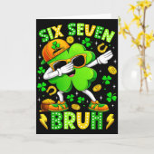 Zes Zeven Bruh Meme 67 Dabbing Shamrock St Patrick Kaart (Gele Bloem)