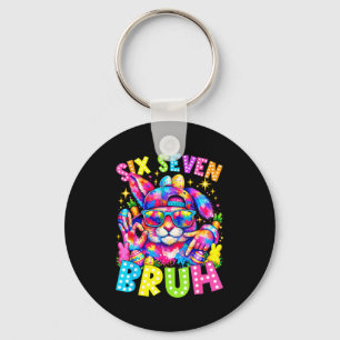 Zes zeven bruh paashaas gezicht tie dye bril sleutelhanger