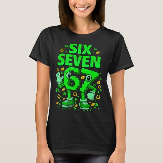 Zes zeven bruh St. Patricks Day 67 meme 67 brainro T-shirt (Voorkant)