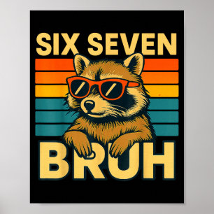 Zes Zeven Bruh Wasbeer Vintage Grappig 67 Meme Man Poster