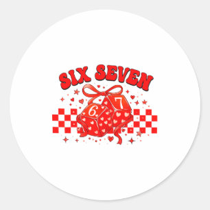 Zes Zeven Dobbelstenen 67 Preppy 6 7 Grappige Vale Ronde Sticker