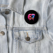 Zes Zeven Donut Ijs Drip Cool Meme Grappig 67 Ronde Button 5,7 Cm (In situ)