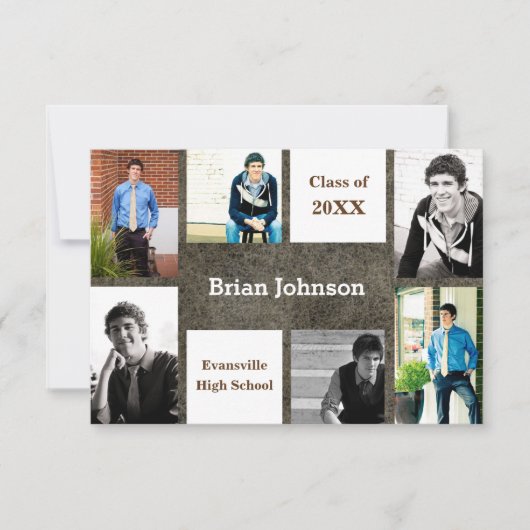 Zes/zeven-fotoleder - 3x5-Afstudeerder aankondigin Kaart (Voorkant)