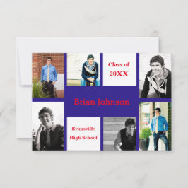 Zes/zeven foto's blauw/rood - 3x5 Afstudeerder aan Kaart