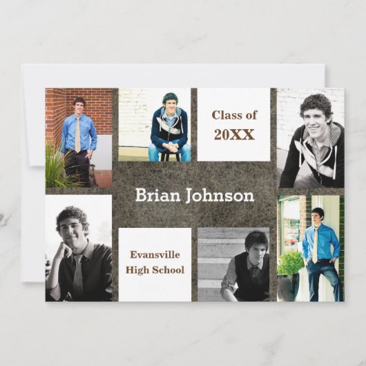 Zes/zeven foto's leder - Aankondiging Afstudeerder (Voorkant)