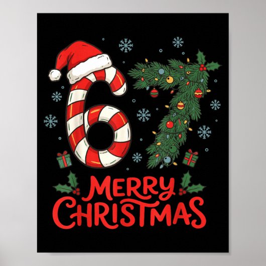 Zes Zeven Grappig 6 7 Meme Kerstmis Poster (Voorkant)