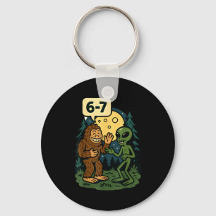 Zes Zeven Grappige Bigfoot En Alien 67 Virale Meme Sleutelhanger