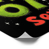 Zes Zeven Grappige Kerst Meme Groen Rood Feest  Poster (Hoek)