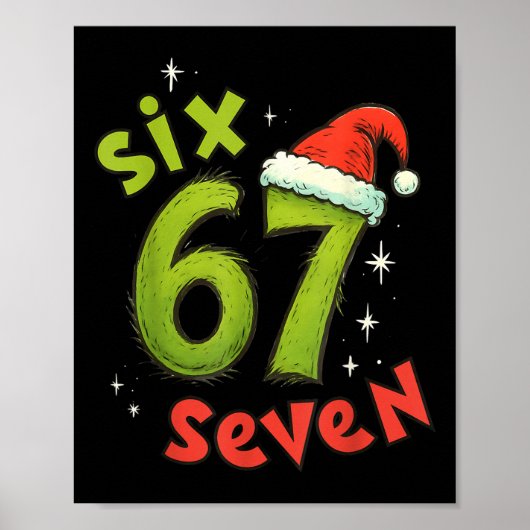Zes Zeven Grappige Kerst Meme Groen Rood Feest  Poster (Voorkant)