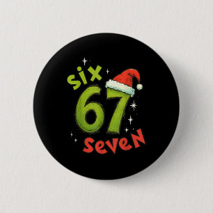 Zes Zeven Grappige Kerst Meme Groen Rood Feestdag Ronde Button 5,7 Cm