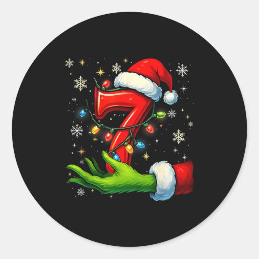 Zes Zeven Grappige Kerst Meme Koppel Matching  Ronde Sticker (Voorkant)