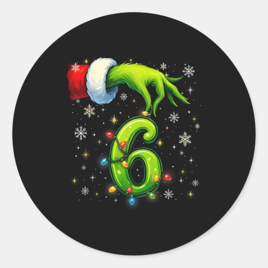 Zes Zeven Grappige Kerst Meme Koppel Passend Ronde Sticker (Voorkant)