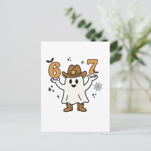 Zes Zeven Griezelige Halloween Sport 67 Mason Meme Uitnodiging Briefkaart (Staand voorkant)