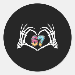 Zes Zeven Ijs Drip 67 Meme Skelet Handen Si Ronde Sticker