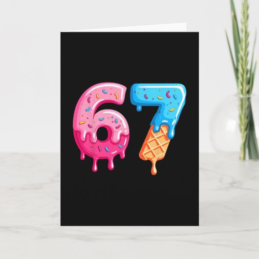 Zes Zeven Ijs Drip Cool Meme 67 Grappig Nummer Kaart (Voorkant)