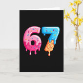 Zes Zeven Ijs Drip Cool Meme 67 Grappig Nummer Kaart (Gele Bloem)