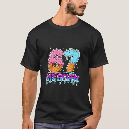 Zes Zeven Ijs Drip Cool Meme 67 Grappige Gen Al T-shirt (Voorkant)