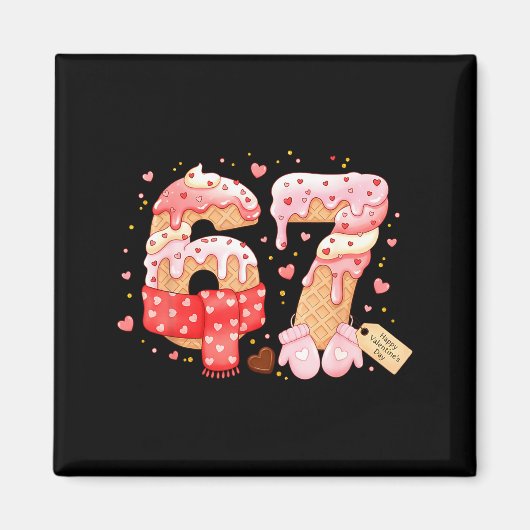 Zes Zeven Ijs Drip Cool Meme 67 Grappige Valent Magneet (Voorkant)