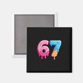 Zes Zeven IJscrème Drip Cool Meme 67 Grappig Numme Magneet (Voorkant / Achterkant)