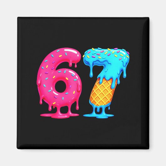 Zes Zeven IJsdrup Cool Meme 67 Grappig Nummer Magneet (Voorkant)