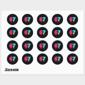 Zes Zeven IJsdrup Cool Meme 67 Grappig Nummer Ronde Sticker (Vel)