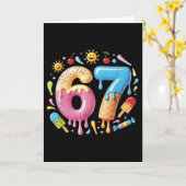 Zes Zeven IJsdruppel Cool Meme 67 Grappig Nummer Kaart (Gele Bloem)