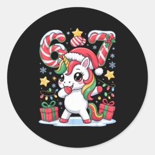 Zes Zeven Kerst Eenhoorn Meme Grappig Schattig Hol Ronde Sticker