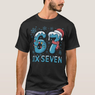 Zes Zeven Kerst Ijs Nummers Festive Bevroren T-shirt