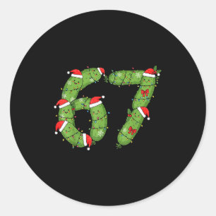 Zes Zeven Kerst Pickle Grappige Feestdag 67 Meme  Ronde Sticker