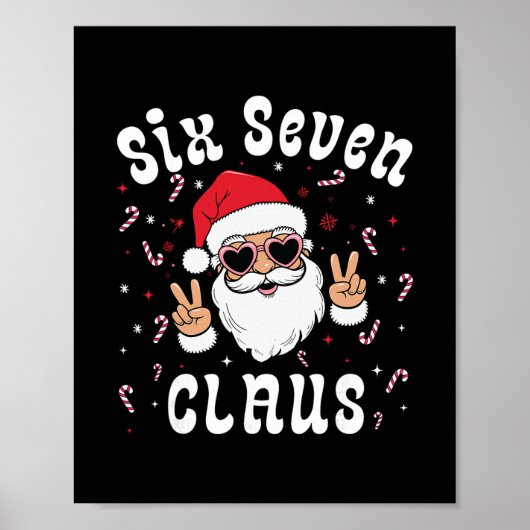 Zes Zeven Kerstman Grappig 67 Kerst Meme Jongens Poster (Voorkant)