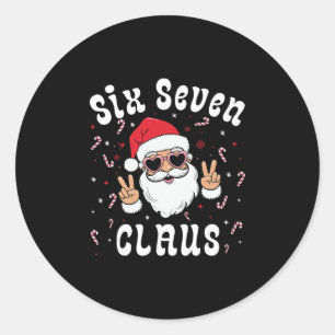 Zes Zeven Kerstman Grappig 67 Kerstmis Meme Jongen Ronde Sticker