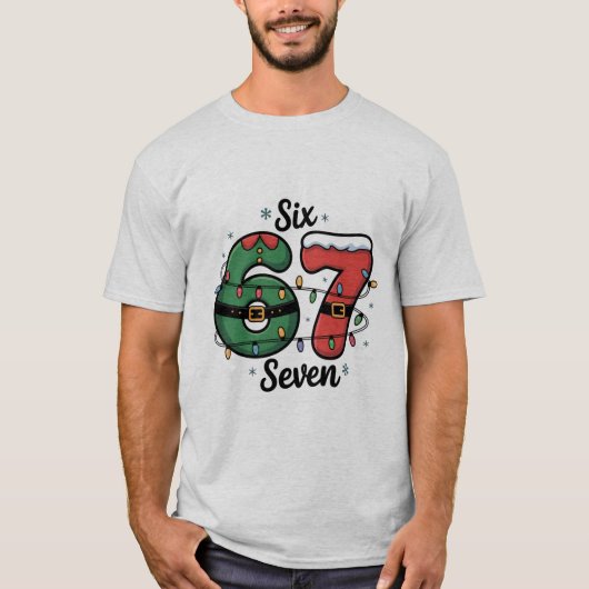 Zes Zeven Kerstmeme Grappige Popcultuur T-shirt (Voorkant)