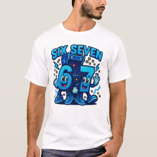 Zes Zeven Leuke Cartoon Nummer Karakter Kunst T-shirt