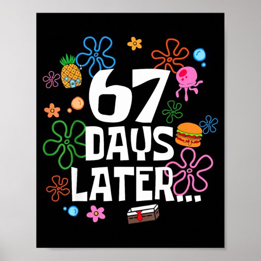 Zes Zeven Meme 67 dagen school later Grappig Leren Poster (Voorkant)