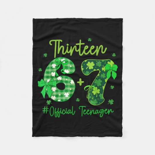 Zes zeven meme 67 St. Patrick's Day 13e tiener Fleece Deken (Voorkant)