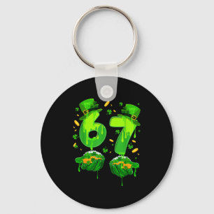 Zes zeven meme 67 St. Patrick's Day klaver Sleutelhanger