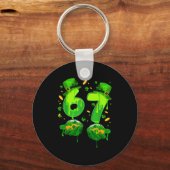 Zes zeven meme 67 St. Patrick's Day klaver Sleutelhanger (Voorkant)