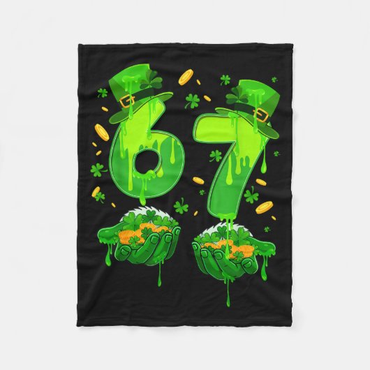 Zes zeven meme 67 St. Patrick's Day klavertje Fleece Deken (Voorkant)