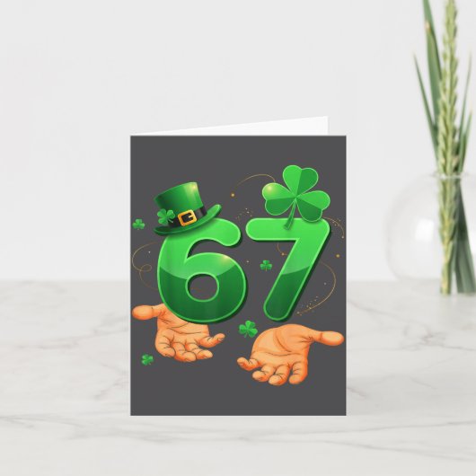 Zes Zeven Meme 67 St. Patrick's Day Shamrocks Mann Kaart (Voorkant)