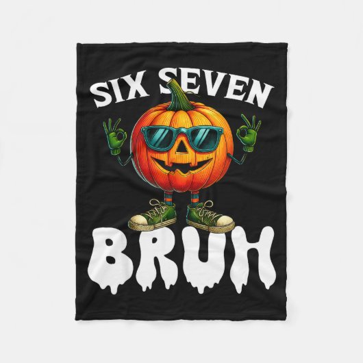 Zes Zeven Meme 6 7 Grappige Bruh Pompoen Halloween Fleece Deken (Voorkant)