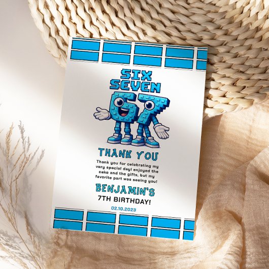 Zes Zeven Meme 7de Verjaardag | Grappig Trendy Bedankkaart