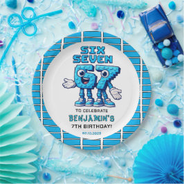 Zes Zeven Meme 7de Verjaardag | Grappig Trendy Papieren Bordje