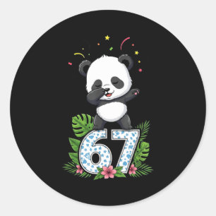 Zes Zeven Meme Dabbing Baby Panda 67 Grappige Gen Ronde Sticker