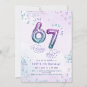 Zes Zeven Meme Glitter Kinderen 7e Verjaardag Kaart (Voorkant)