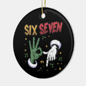Zes Zeven Meme Grappig Gemeen Guy Kerst Misdaad 6  Keramisch Ornament (Links)