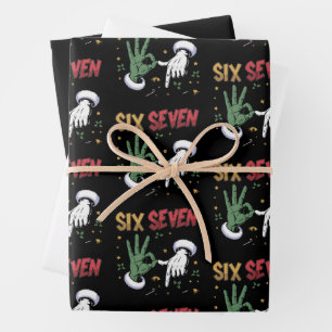 Zes Zeven Meme Grappig Gemeen Guy Kerstmis Viraal Inpakpapier Vel