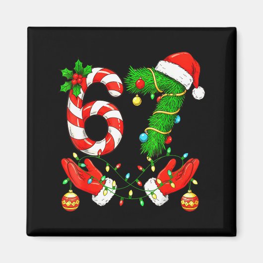 Zes Zeven Meme Kerstmis 67 Kerstman Grappige Kerst Magneet (Voorkant)