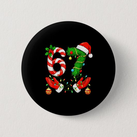 Zes Zeven Meme Kerstmis 67 Kerstman Grappige Kerst Ronde Button 5,7 Cm (Voorkant)