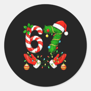 Zes Zeven Meme Kerstmis 67 Kerstman Grappige Kerst Ronde Sticker